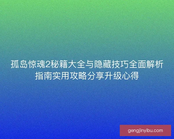 孤岛惊魂2秘籍大全与隐藏技巧全面解析指南实用攻略分享升级心得